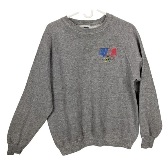 Vintage USA Olympics Sweatshirt Mens Large Gray Levi's Crewneck Made USA 80s - Picture 1 of 11